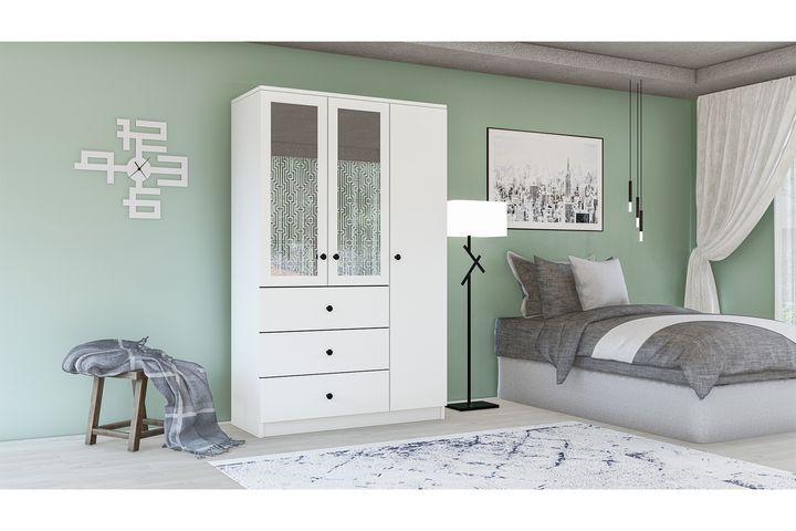 Metalia Spey Kledingkast met 3 Deuren, 3 Lades en Spiegel