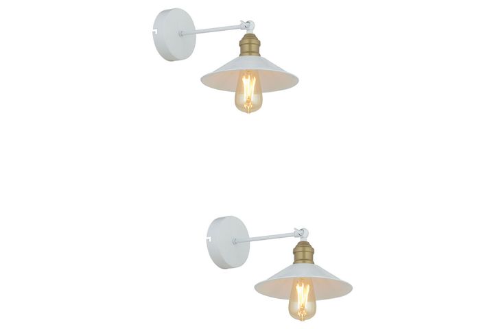 Apliqa Wilster Retro Wandlampenset, 2 Stuks, Wit