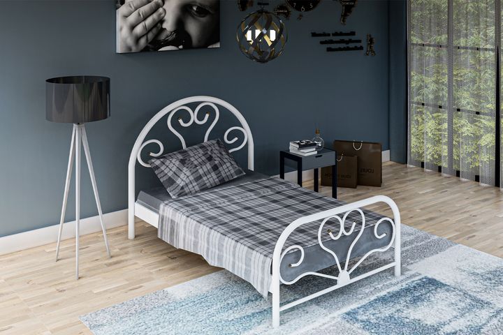 Baby Metalen Bedframe, 90x190 cm, Wit