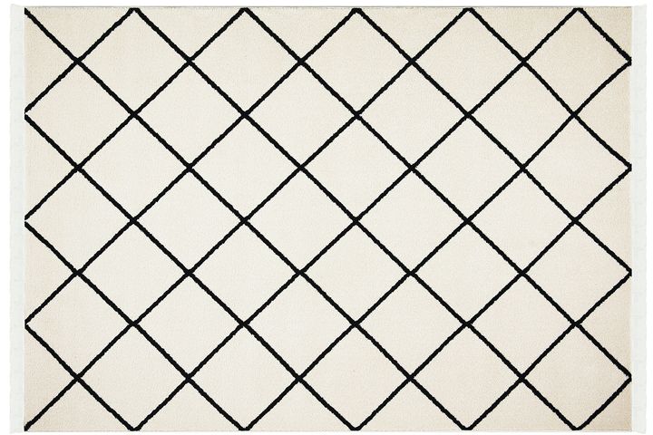 Anna Diamond Shaggy Rug, 133 x 190, Ecru & Black