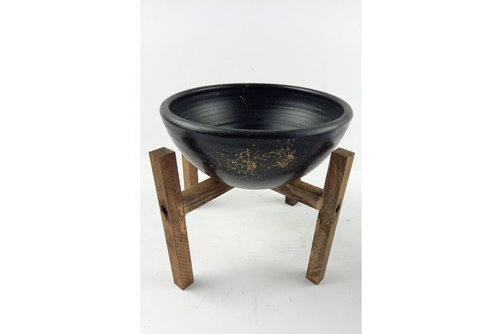 Earthenware Platter Plant Pot, Black