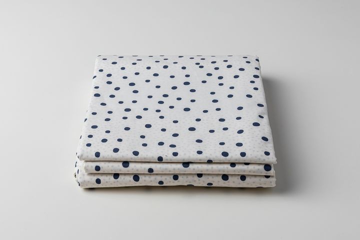 Polka Dotted Double Side Ranforce Duvet Cover Set, King Size, Beige