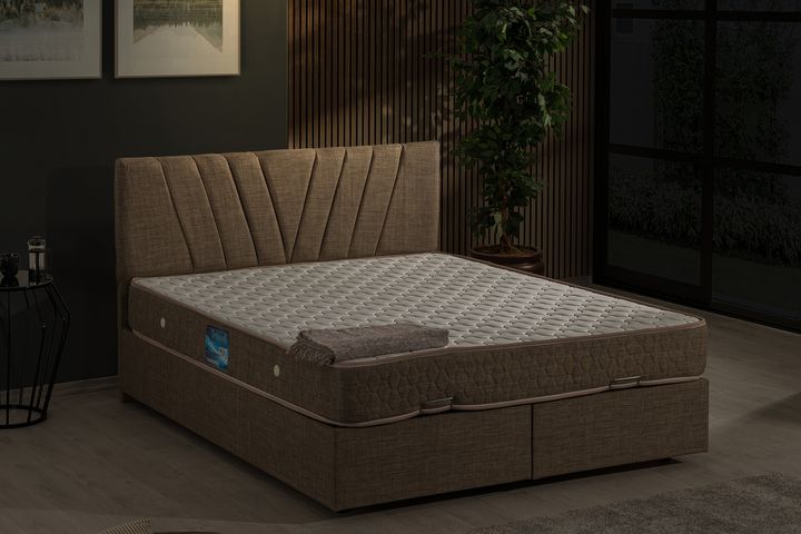 Francisco Boxspringbedset, 180x200 cm, Lichtbruin