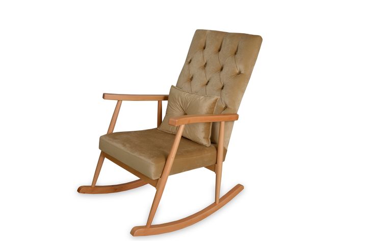 Asedia Trend Schommelstoel Gestoffeerd, Lichtbruin & Natuurlijke Kleur