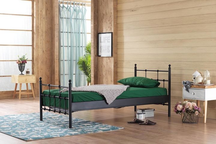 Lalas Metalen Bedframe, 90x200 cm, Zwart