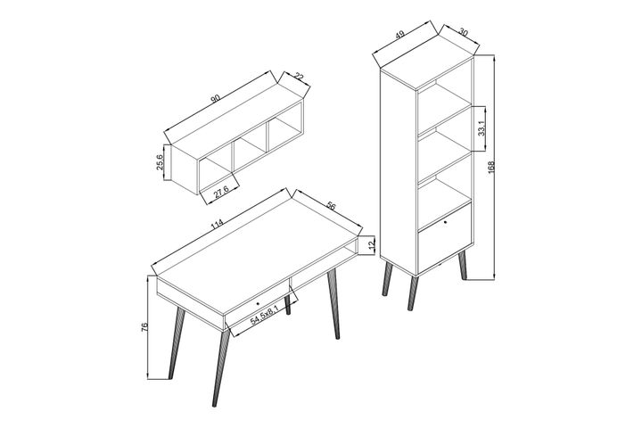 Bi̇Mossa Janus Bureau Met Planken En Boekenkast, Mand Wit, U5020