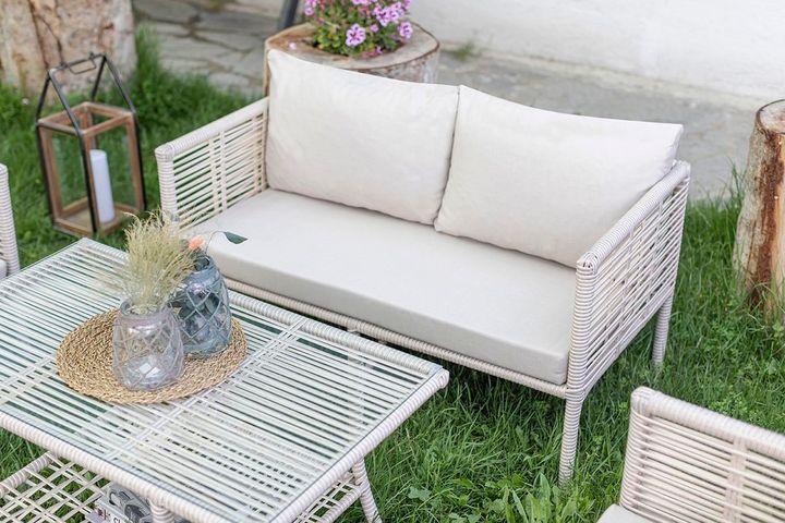 New York Outdoor Sofa Set, Cream