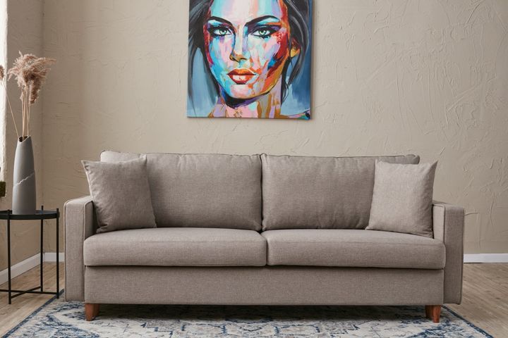 Eva-Serie 3-Zitsbank Met Bed Functie, Crème