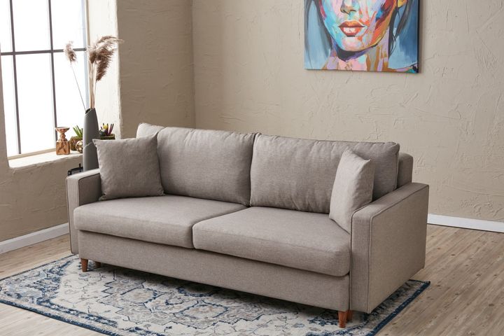 Eva-Serie 3-Zitsbank Met Bed Functie, Crème