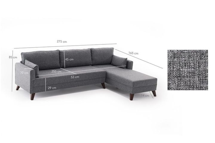 Bella Soft Hoekbank Rechts, Grijs