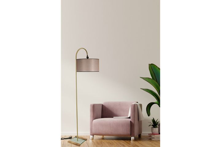 Marcella Cilinder Vloerlamp, Mat Goud