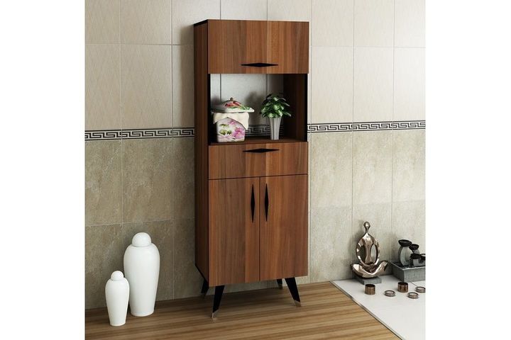 Ines Bathroom Cabinet, Dark Wood