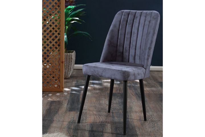 Vento Stuhl aus Metall, Grau & Schwarz  