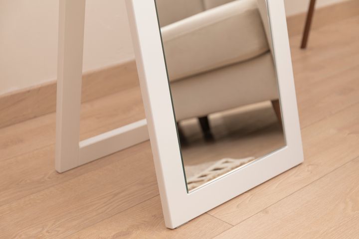 Wood Modernee Staande Spiegel, 140x40 cm, Wit