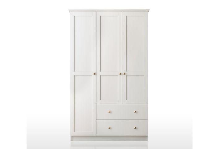 Zenio Side 3 Door with 2 Drawers Wardrobe, White