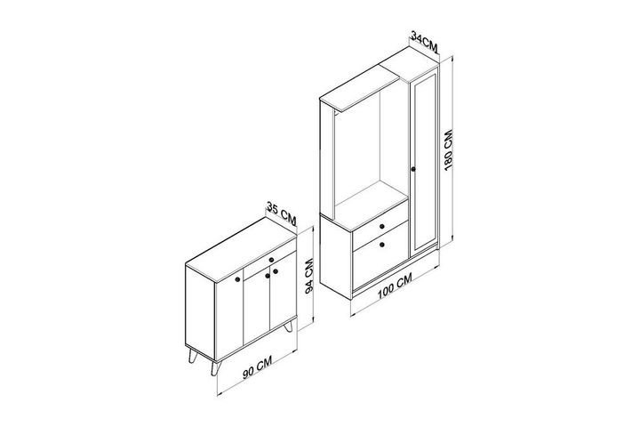 Itomori Lux Kledingkast met Hanger en Schoenenkast