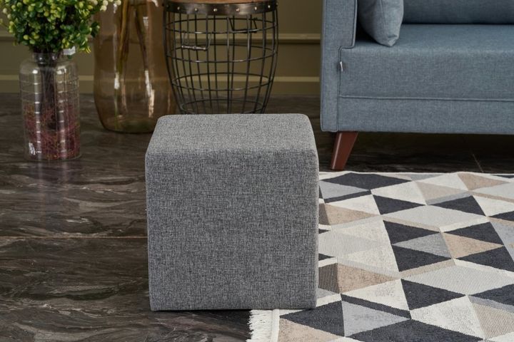 Hexa Vierkante Poef, Grijs