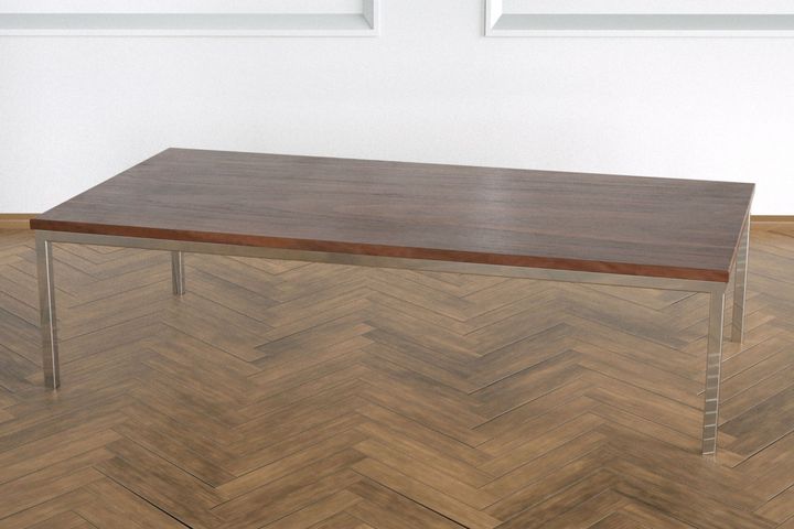 Shiny Coffee Table, Walnut & Silver