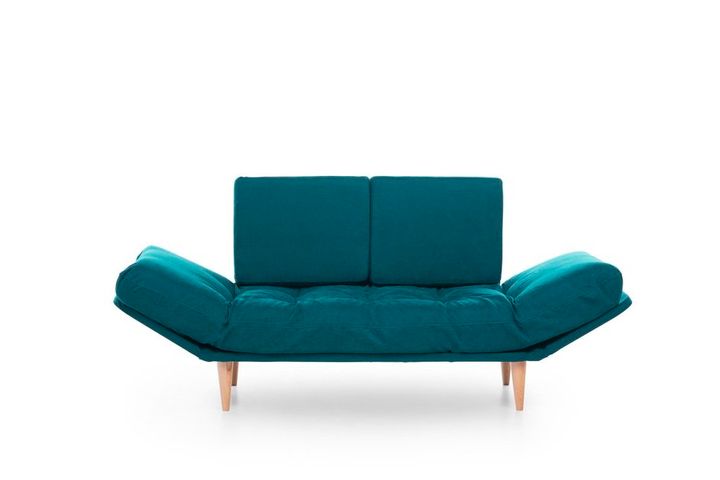 Futon Nina 2-Zitsbank, Groenblauw