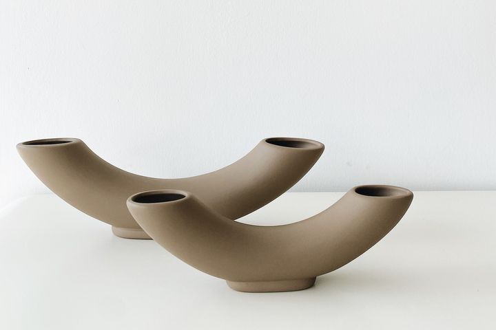 Horn Keramik-Vasen-Set, Hellbraun