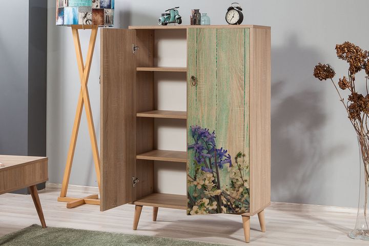 Motto Forest Green High Console, Walnut