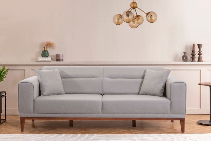 Liones 3-Sitzer Sofa, Creme & Nussbaum