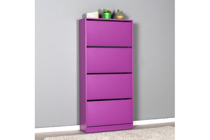 Adore Flat Duo 4-Tier Large Shoe Storage Cabinet, Purple