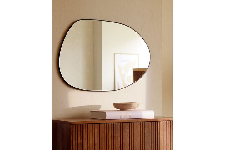 Lyn Home Oval Asymmetric Wall Mirror, 75 x 55 cm, Black