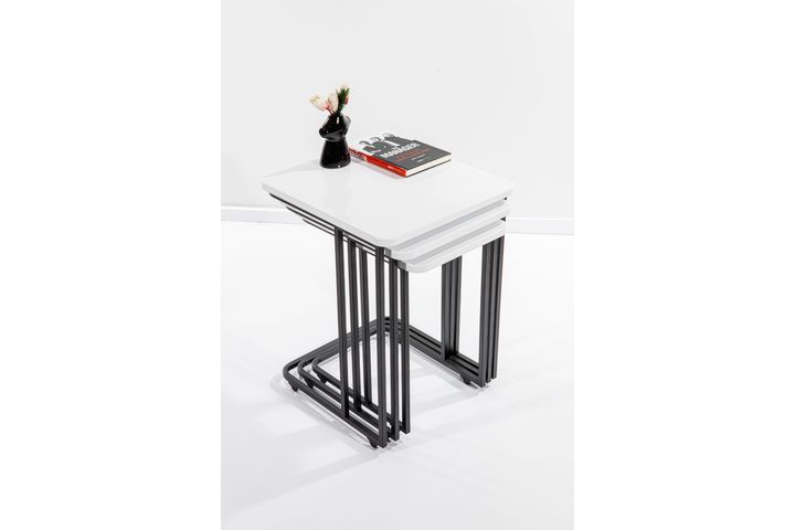 Mono C-Vormige Zettafels, 3-Delig, Wit