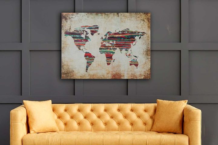 Wereldkaart Afbeelding Op Canvas