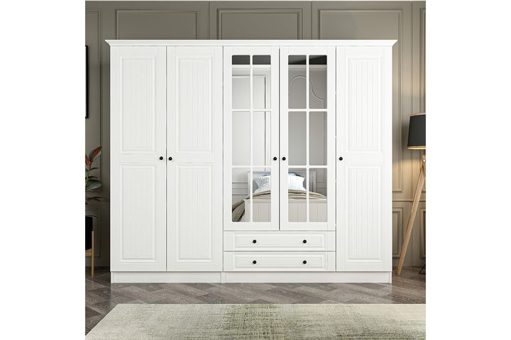 Tideway Crown Kledingkast met 5 Deuren en 2 Lades, 190 cm, Wit