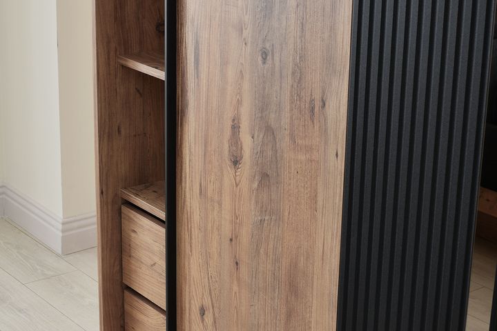 Letta Bedside Table, Walnut & Black