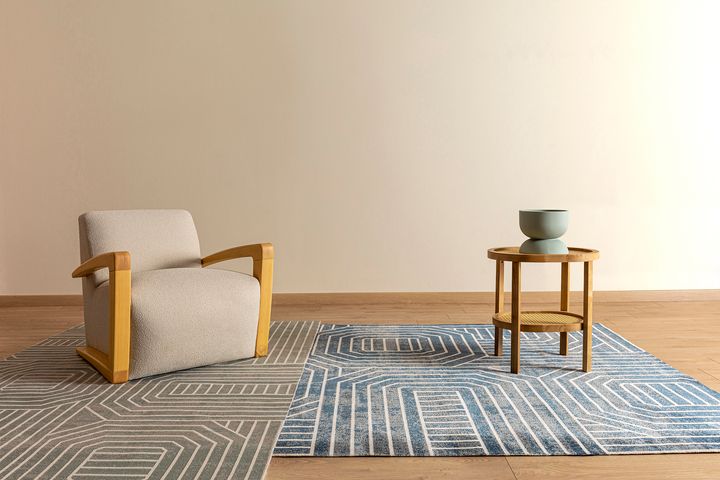 Natsu Machinetapijt, 160x230 cm, Blauw