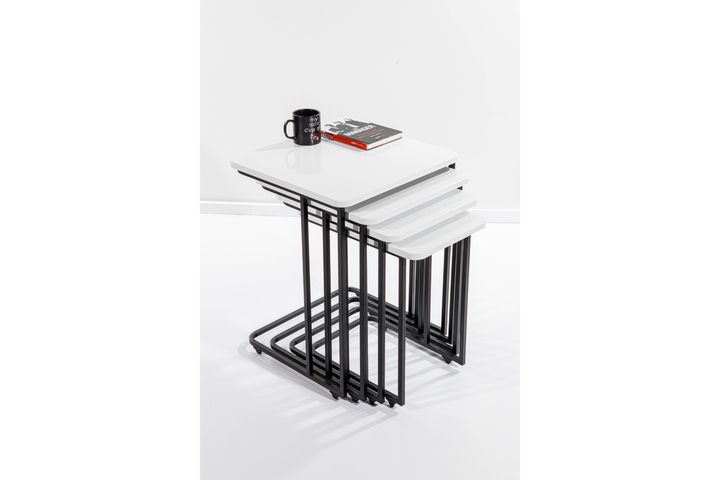 Mono C-Vormige Zettafels, 4 Stuks, Wit