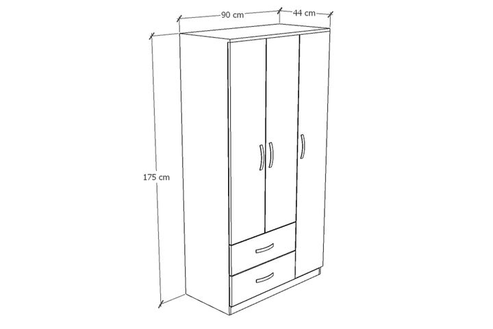 Modena Kledingkast met 3 Deuren en 2 Lades, Wit en Antraciet