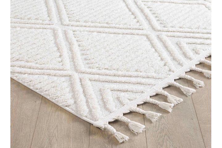 Sidonie Elite Machinetapijt met Franjes, 80x150 cm, Creme
