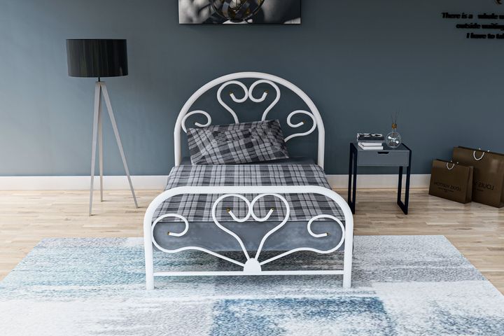 Baby Metalen Bedframe, 90x190 cm, Wit