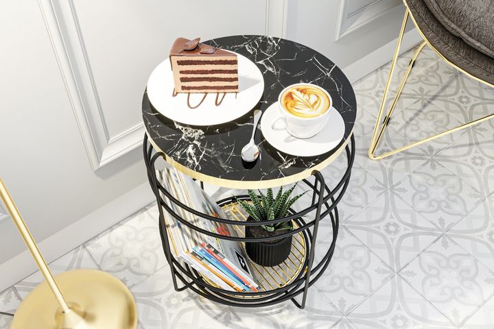 Bino Avant-Garde Bijzettafel met Rekken & Gouden Poten