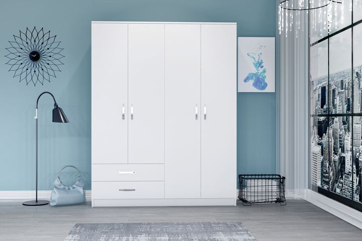 Novado Kledingkast met 4 Deuren en 2 Lades