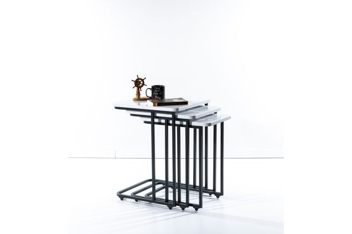 Mono C Bijzettafel, 3 Dlg, Antraciet, Wit
