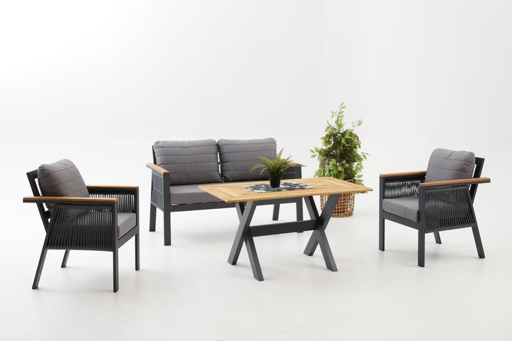 Capella Dubbele Tuinloungeset, Antraciet