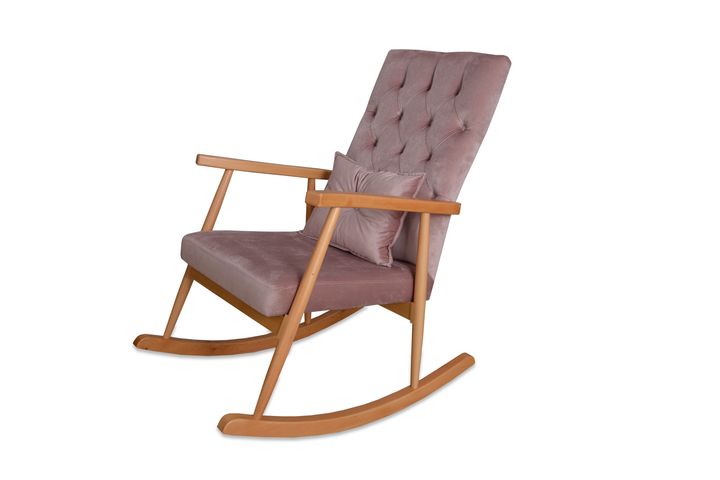 Asedia Trend Schommelstoel Gestoffeerd, Roze & Natuurlijke Kleur