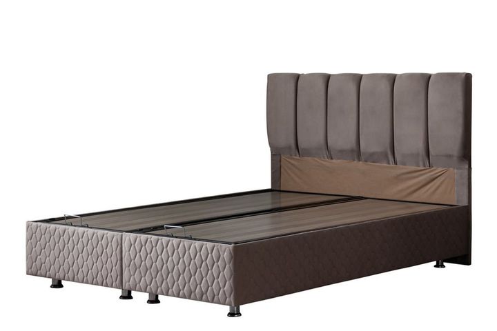 Tetra Box, Hoofdbord En Matras, Grijs, 140X190