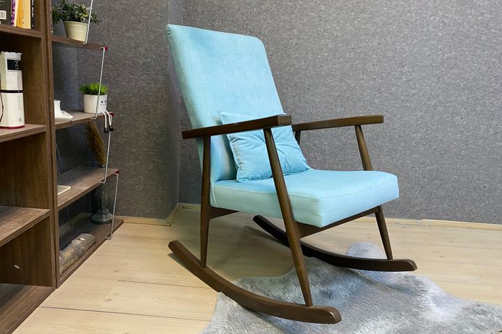 Asedia Trend Schommelstoel, Blauw & Walnoot