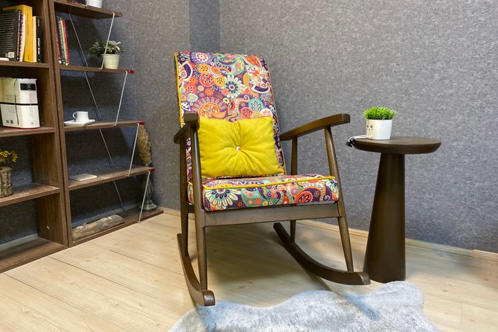 Asedia Trend Retro Schommelstoel, Veelkleurig & Walnoot