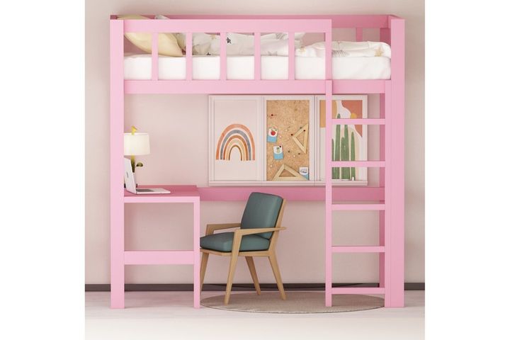 My World Children's Bunk Bed With Desk, Pink