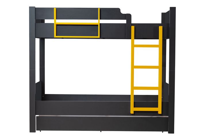 Asien Stapelbed met Onderbed, 90x190 cm, Antraciet en Geel