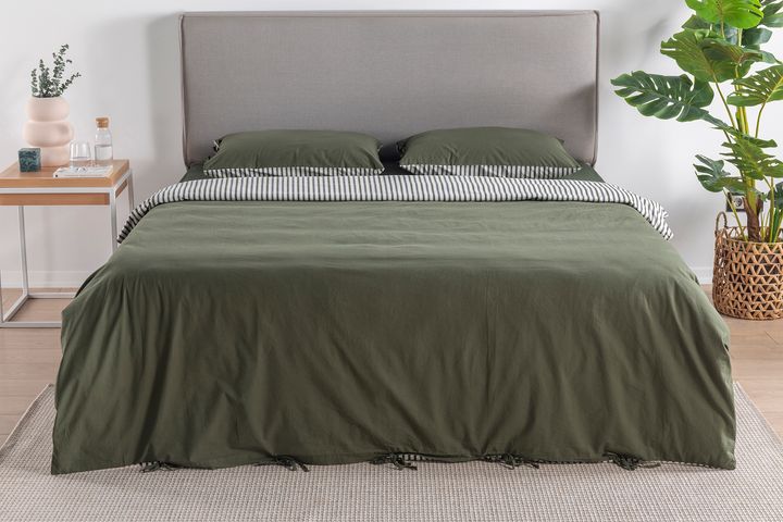 Luna Cozy Reversible Duvet Cover Set, Double Size, Khaki