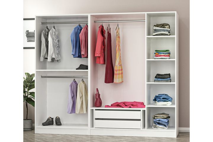Medway Tideway Kledingkast met 5 Deuren en 2 Lades, 190 cm, Wit en Zwart