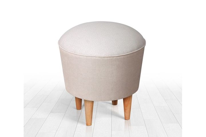 Sandy Poef met Houten Poten, Creme